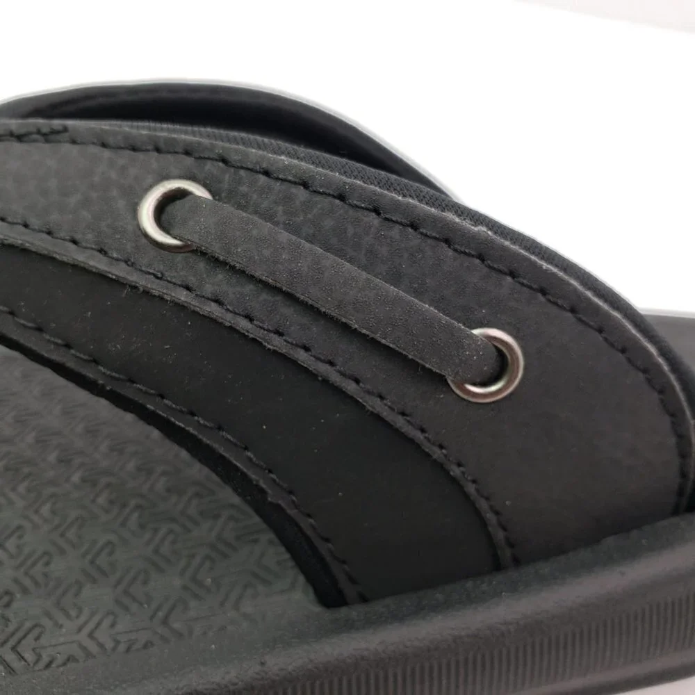 NEW KS Island Mens Size 10W Black Slip On Casual Thong Flip Flop Sandals 13173